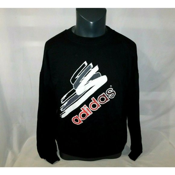adidas Other - Vintage 90s Adidas Mens XL Black White Red Spellout Crewneck Sweatshirt